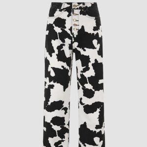 Cow Print Straight Leg Jeans